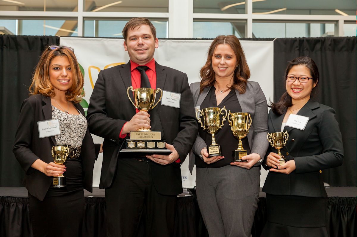 Kathyrn Brklacich and Gavin Phillips - 2015 Paralegal Cup Champions, Jenous Lorestani and Cathy Tang - 2015 Paralegal Cup Michael Turvey Finalists